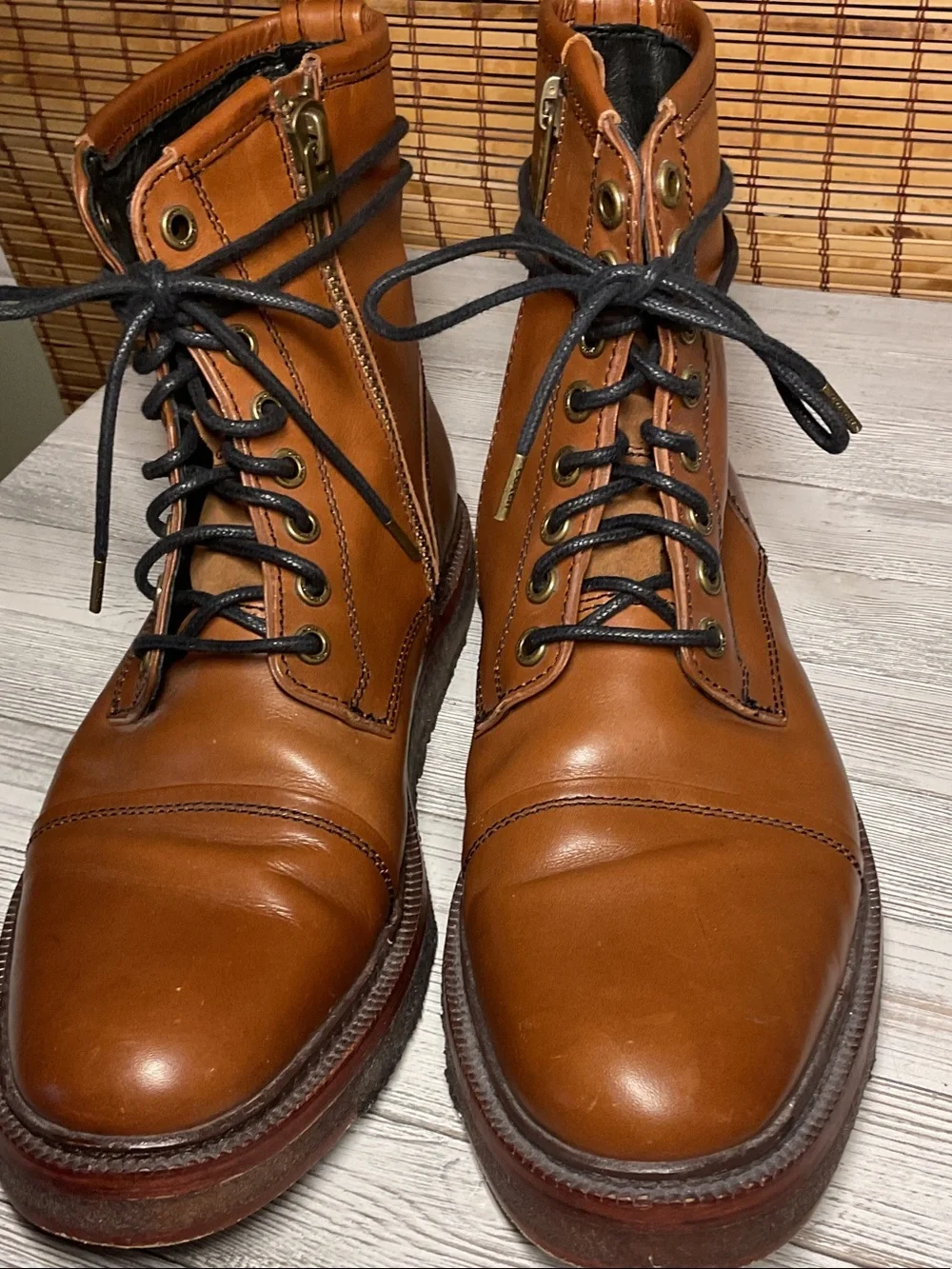 Coach Brown Leather Men's Henry Side Zip Boots Size EUC size 9.5